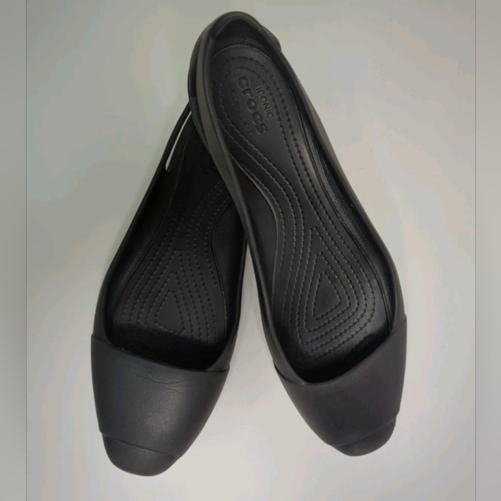 Crocs Sienna Ballet Flat Shoes Womens 9 Black Comfort Slip On Loafer Lightweight